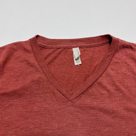 Bella Canvas V Neck Short Sleeve T Shirt Red Heather Large - Picture 4 of 9